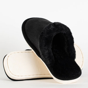 Black furry women's slippers Poppie - Footwear