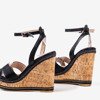 Black high wedge sandals Erika- Footwear