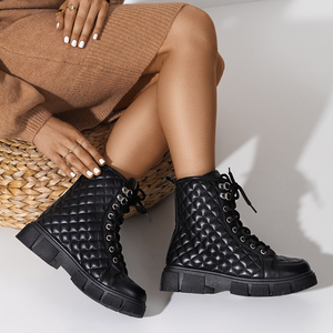 Black quilted boots for women Hemony - Footwear