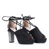Black sandals on a post with cut out and binding Shirley - Footwear
