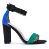 Black sandals on the post with a green strap and blue heel Denice - Footwear 1