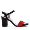 Black sandals on the post with red stripe Tribanah - Footwear 1