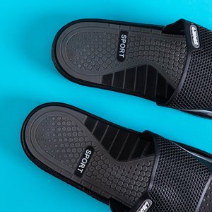 Black slippers with a gray element for men Smorty - Footwear