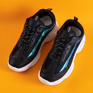 Black trainers with holographic inserts from Noyale - Footwear
