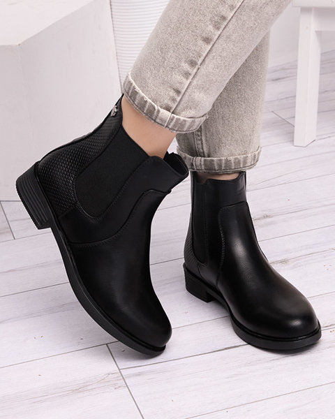 Black women's boots a'la sztyblety with embossing Luddo- Footwear
