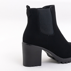 Black women's boots on the post made of eco-leather Yomiko - Footwear