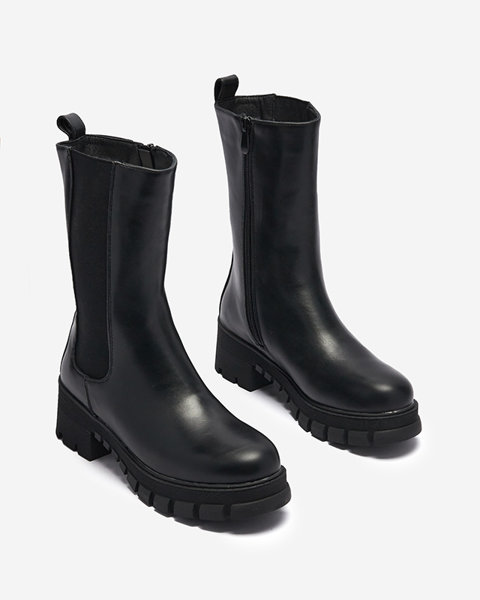 Black women's boots to the mid-calf Celsil- Footwear