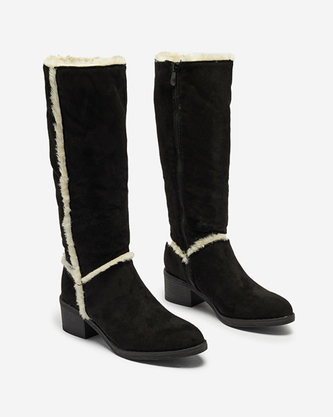 Black women's boots with fur Zerriva- Footwear
