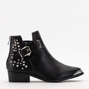 Black women's boots with stripes and studs Igunos - Footwear