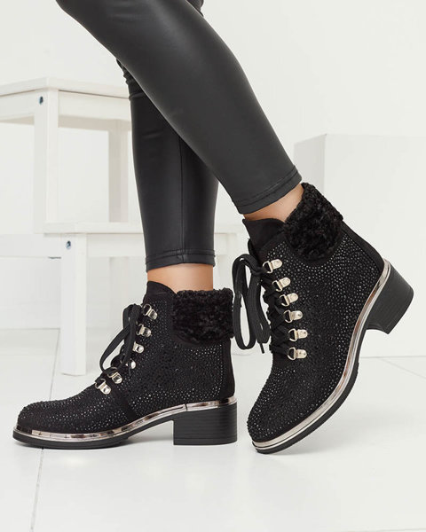 Black women's boots with zircons Tredessa - Footwear