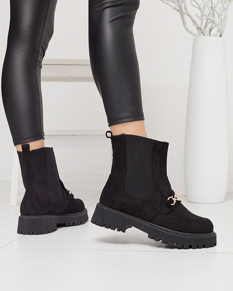 Black women's eco suede insulated boots with the Setta decoration - Footwear