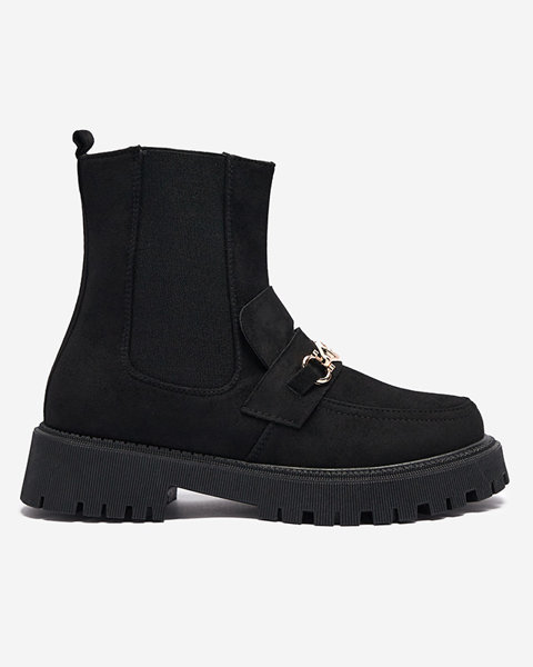 Black women's eco suede insulated boots with the Setta decoration - Footwear