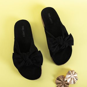 Black women's flip-flops with bow Alanza - Footwear
