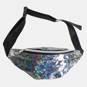 Black women's kidney bag with holographic effect - Accessories