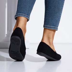 Black women's moccasins with a Blossom snake insert - Footwear