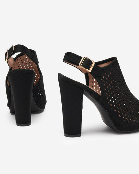 Black women's openwork sandals on a post Melliani - Footwear