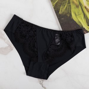 Black women's panties with lace front - Underwear