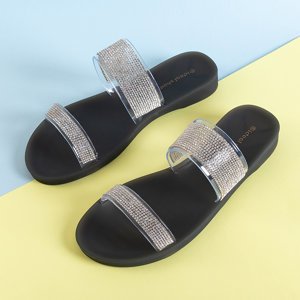 Black women's rubber flip-flops with zircons Niuci - Footwear