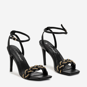 Black women's sandals on a high heel Tenedi - Footwear