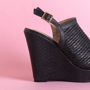 Black women's sandals on a higher wedge Nevara - Footwear