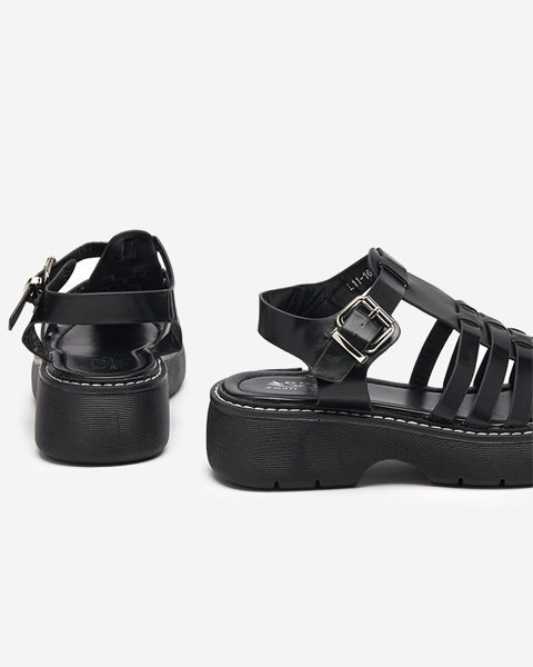 Black women's sandals on a solid sole Leteris - Footwear