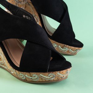 Black women's sequinned platform sandals Terisa - Footwear
