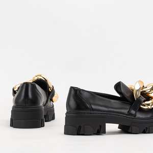 Black women's shoes with a gold chain Kesoni - Footwear