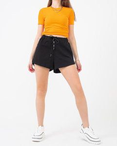 Black women's short shorts with an inscription - Clothing