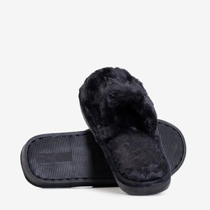 Black women's slippers with fur Wortan - Footwear