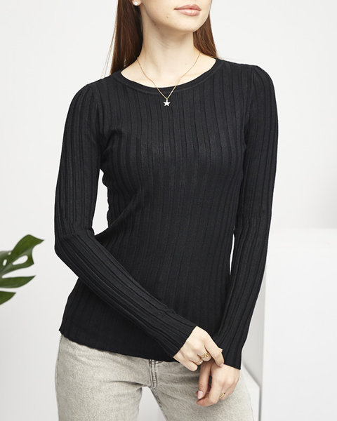 Black women's sweater with round neckline - Clothing