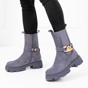 Blue and gray eco suede leather boots Quon - Footwear