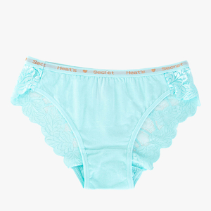 Blue women's panties with lace - Underwear