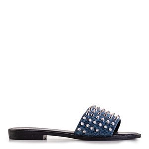 Blue women's sandals with Maurella studs and jets - Footwear