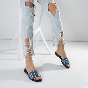 Blue women's sandals with Maurella studs and jets - Footwear
