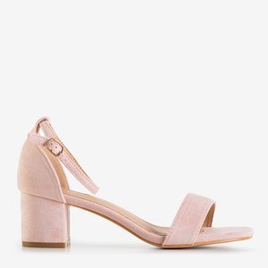 Bright pink women's Mohato low stiletto sandals - Footwear