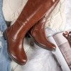 Brown Eli flat heel boots - Footwear