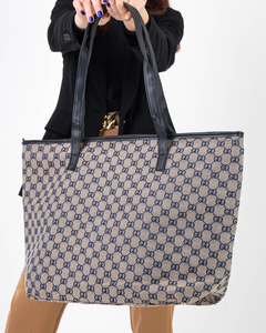 Brown and navy blue bag with print - Accessories