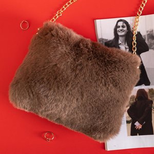 Brown fur handbag on a golden chain - Accessories