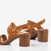 Brown openwork sandals on a higher post Mandorianna - Shoes