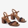 Brown sandals on a higher post with colorful stripes Ghilea - Footwear