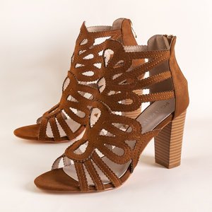 Brown sandals with cuts on the upper post Xiss - Footwear