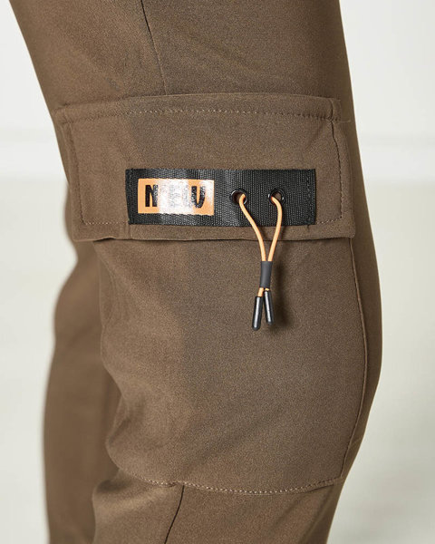 Brown women's combat pants with chain- Clothing