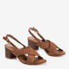 Brown women's sandals on a higher post with glitter inserts Galia - Footwear 1