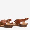 Brown women's sandals on a low wedge Jaliga - Footwear
