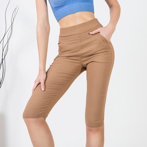 Brown women's short teggings with pockets - Clothing