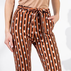 Brown women's striped trousers - Clothing