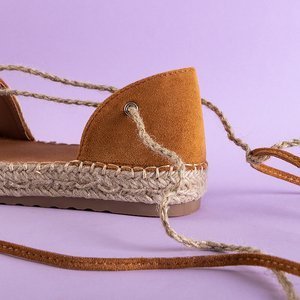 Brown women's tied espadrilles Afinita - Footwear