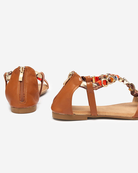 Camel women's sandals with a decorative belt Hasiro - Shoes