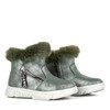 Children's gray snow boots with green fur Nicia - Footwear