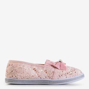 Children's pink lace slip on Ozara - Footwear